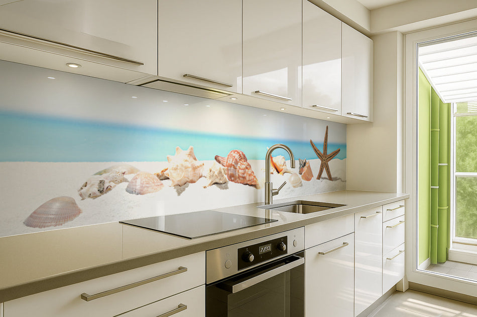 Küchenrückwand Muscheln am Strand