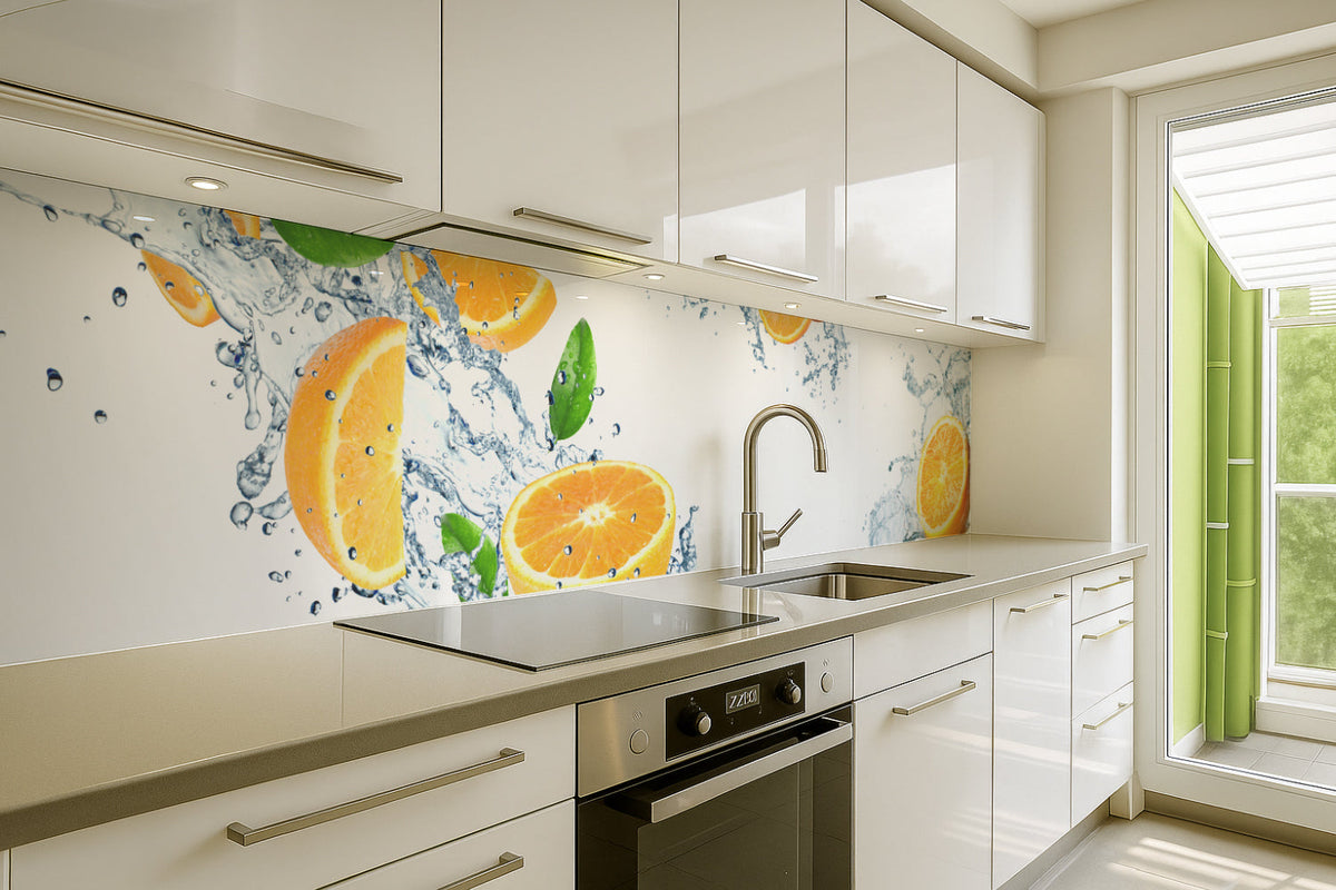 Küchenrückwand Orangen im Wasser