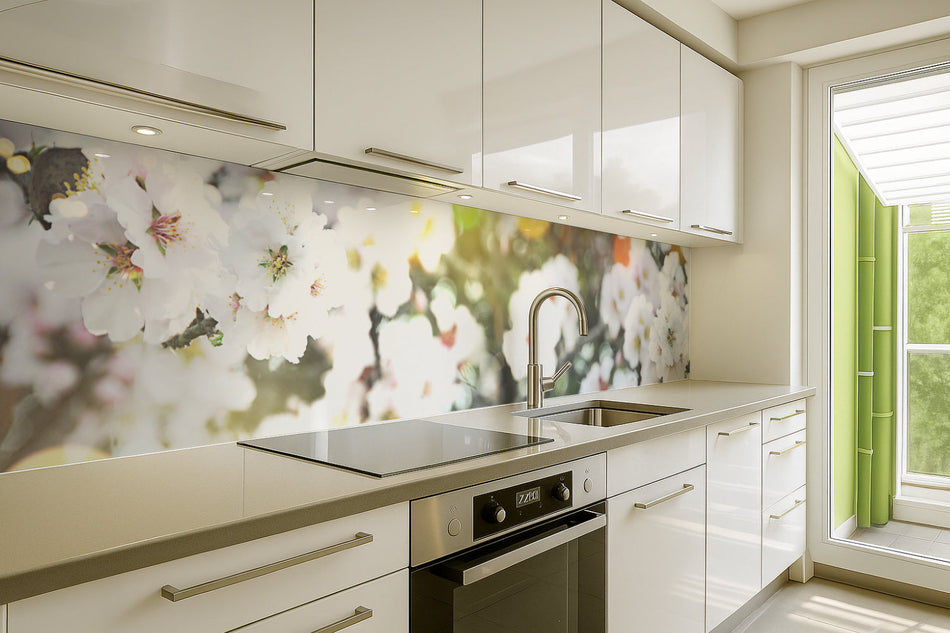 Küchenrückwand Weiße Blüten Frühling