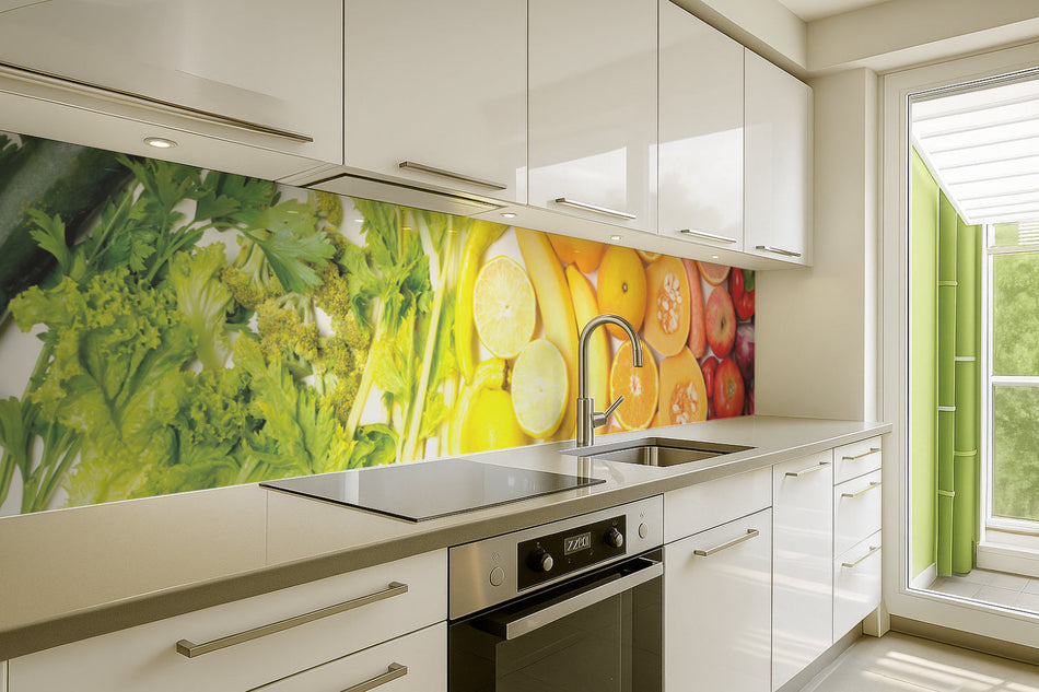 Küchenrückwand Obst Gemüse Farbmix