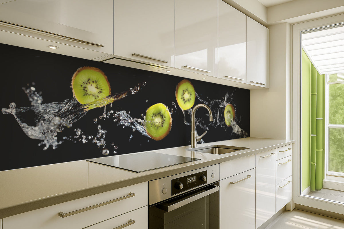 Küchenrückwand Kiwi Spritzwasser Effekt