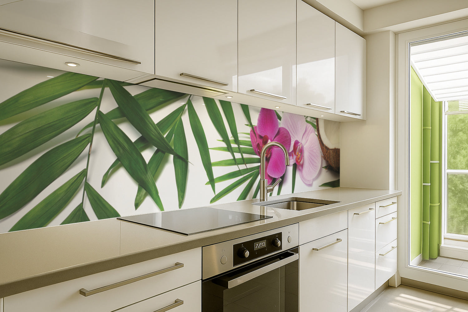 Küchenrückwand Orchidee und Kokos Design