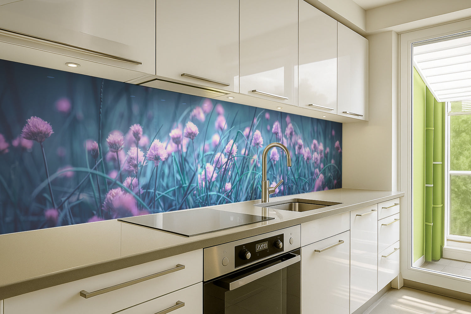 Küchenrückwand Frühlingswiese Pastell