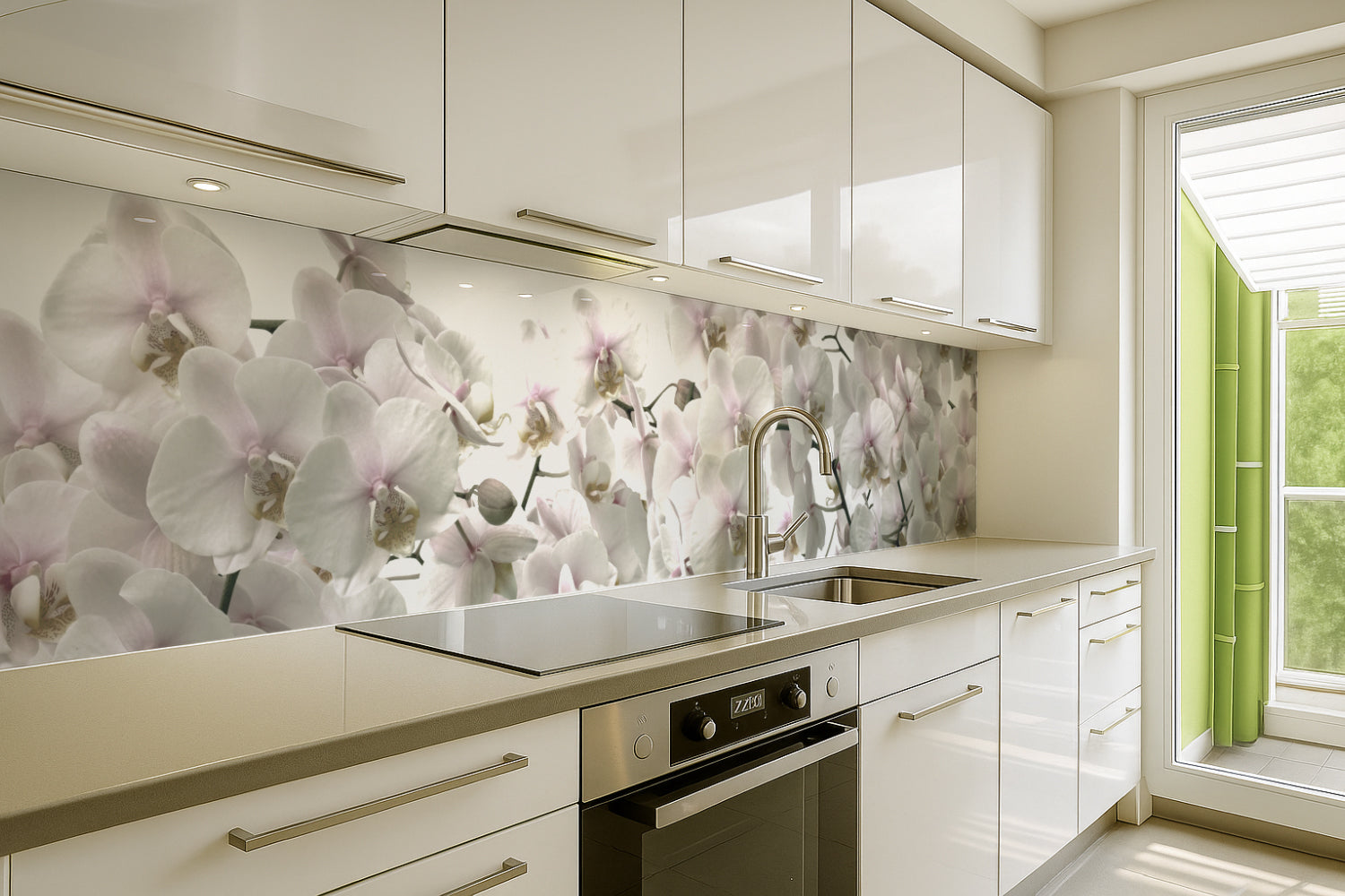 Küchenrückwand Orchideen Blüten