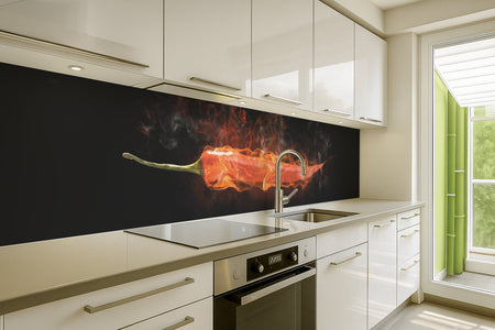 Küchenrückwand Scharfe Chili Flamme