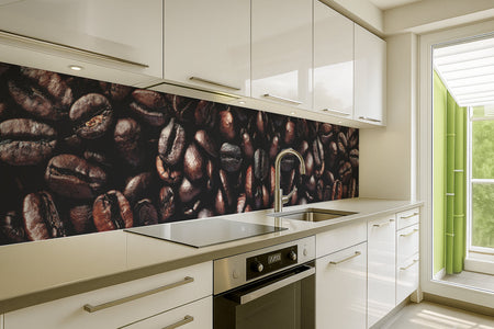 Küchenrückwand Kaffeebohnen Nahaufnahme