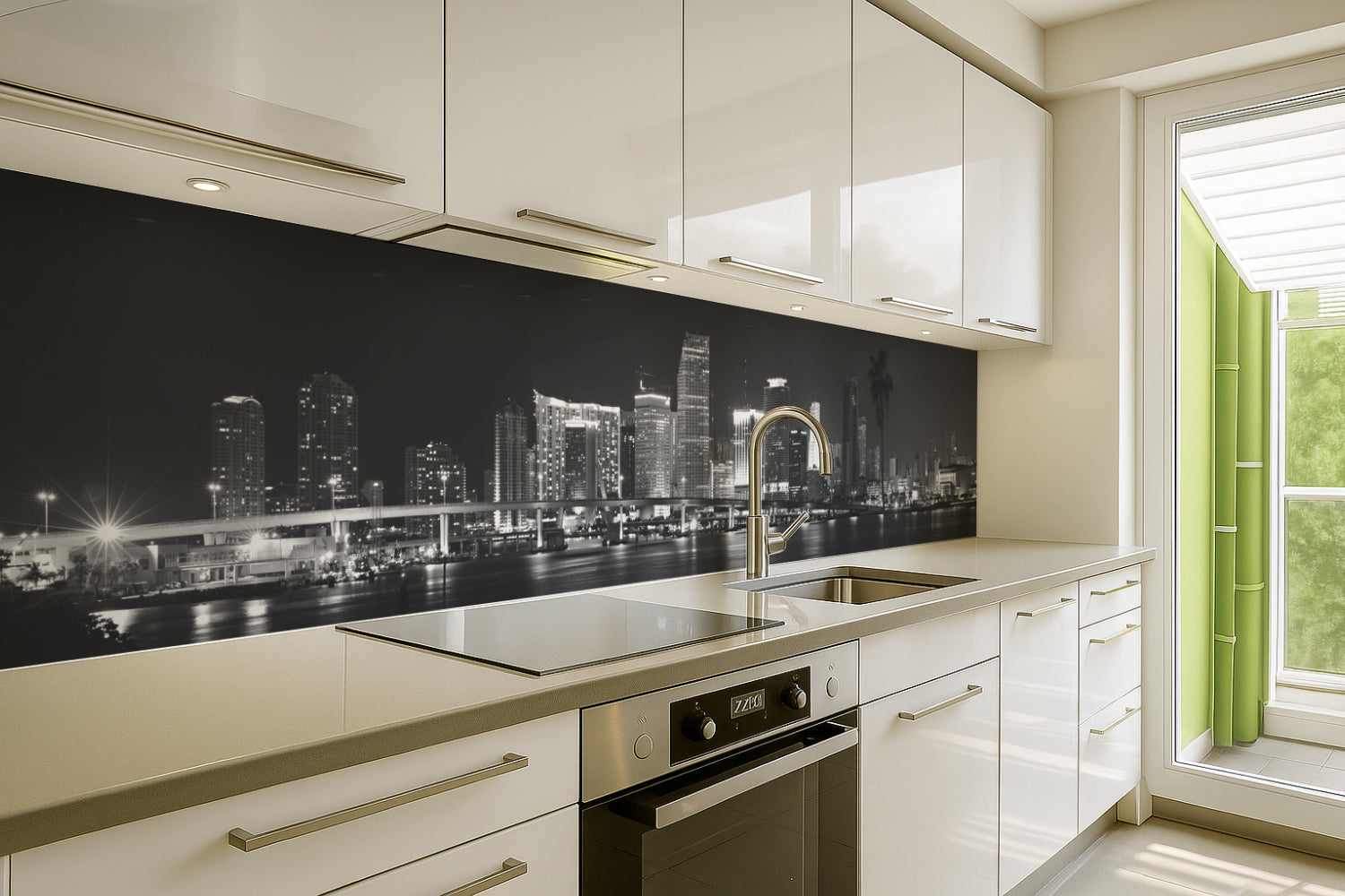 Küchenrückwand Schwarz-Weiß Skyline