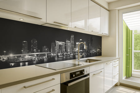 Küchenrückwand Schwarz-Weiß Skyline