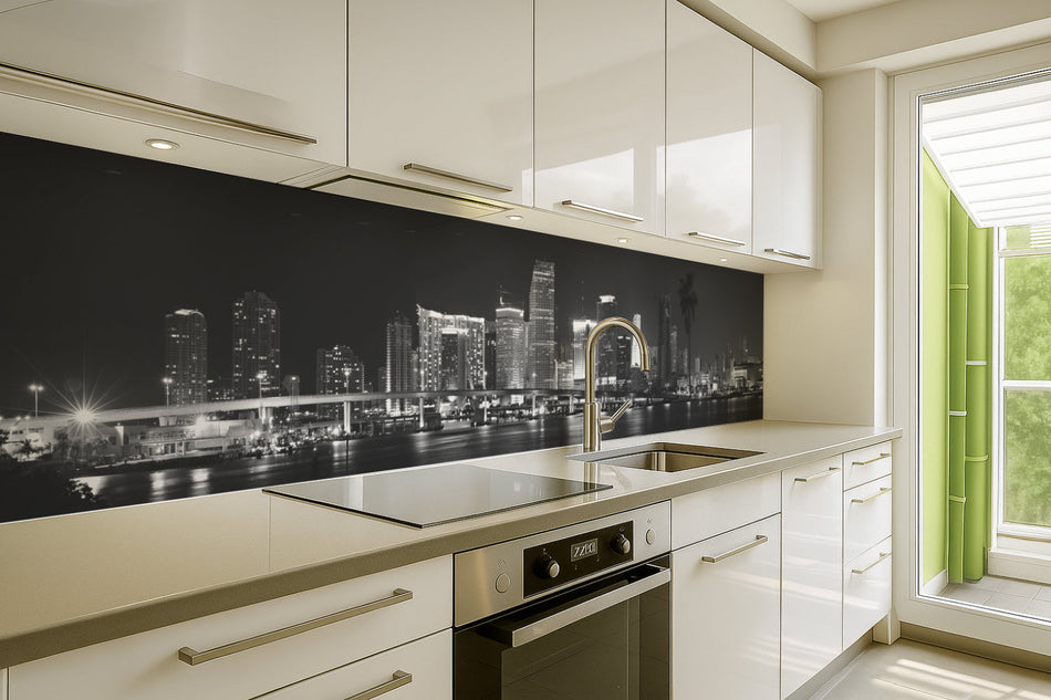 Küchenrückwand Schwarz-Weiß Skyline