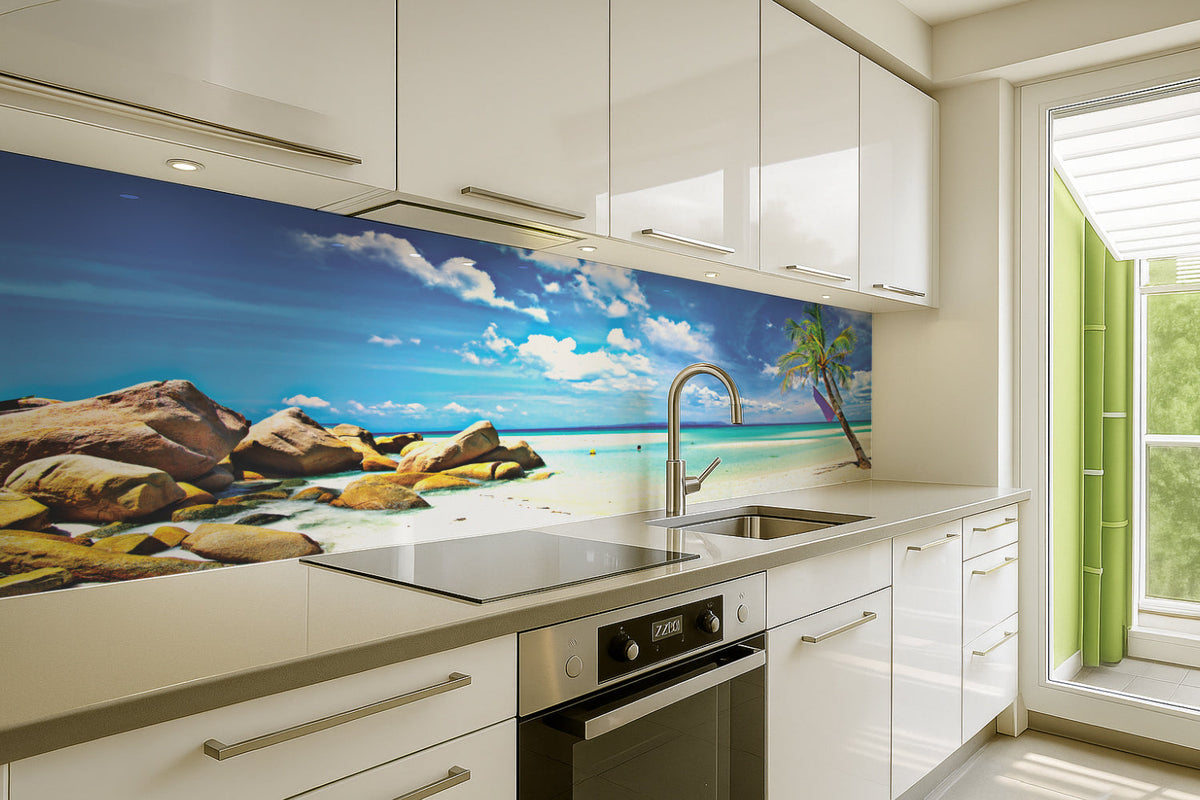 Küchenrückwand Traumstrand mit Palme