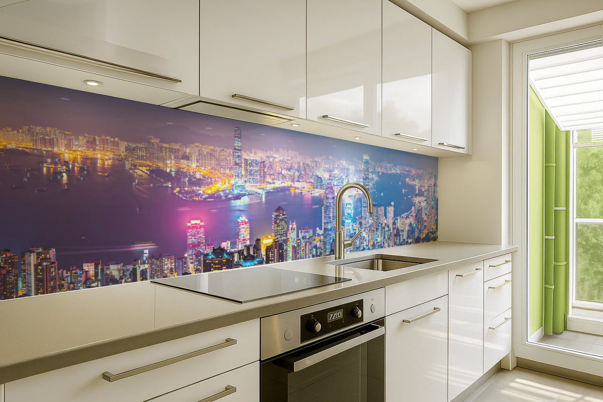 Küchenrückwand Skyline bei Nacht