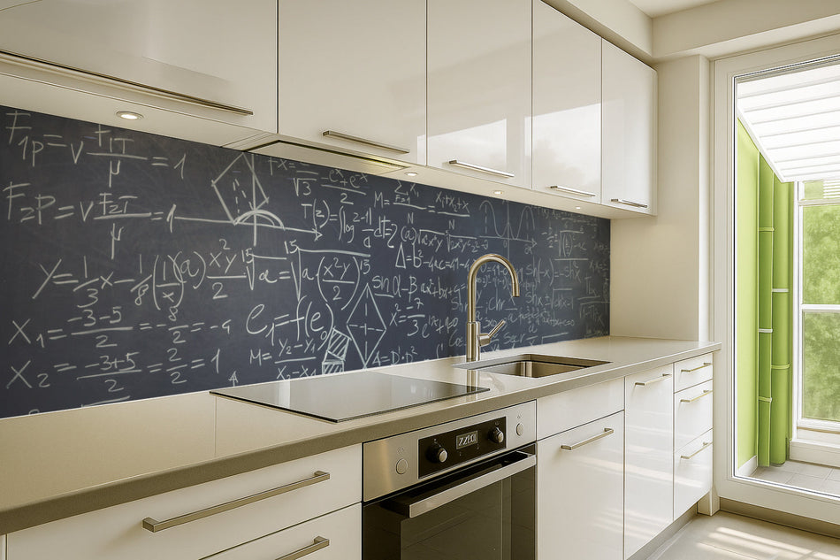 Küchenrückwand Kreidetafel mit Matheformeln