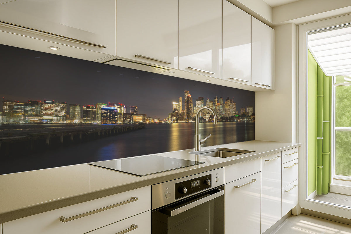 Küchenrückwand Stadtpanorama am Wasser