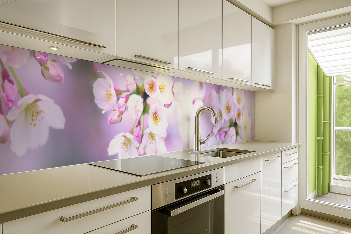 Küchenrückwand Kirschblüten