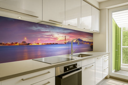 Küchenrückwand Panorama mit Sonnenuntergang