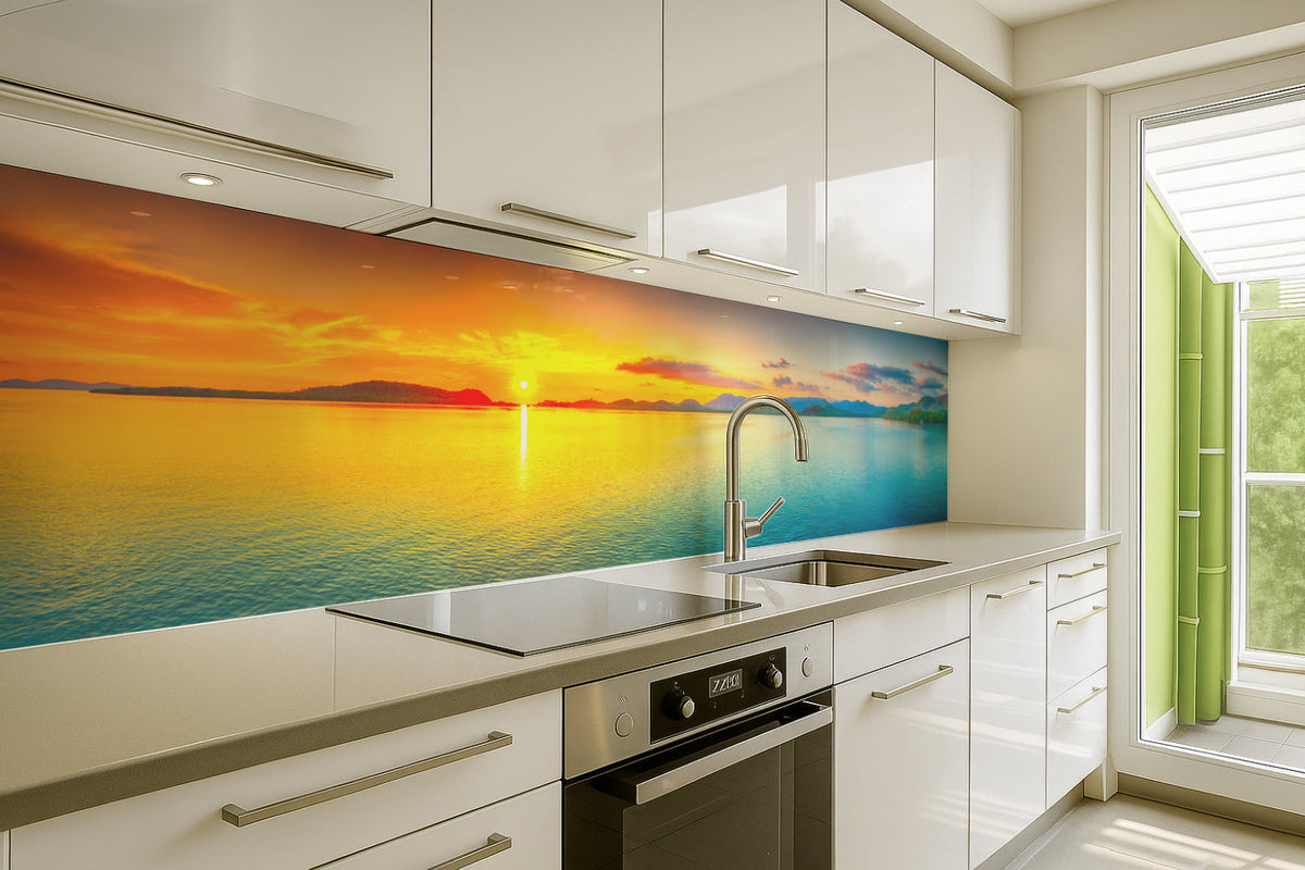 Küchenrückwand Meerblick im Sonnenuntergang