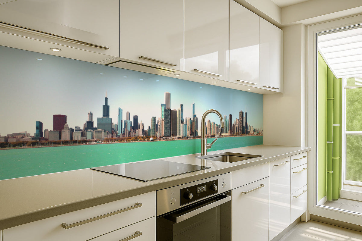 Küchenrückwand Stadtansicht am See