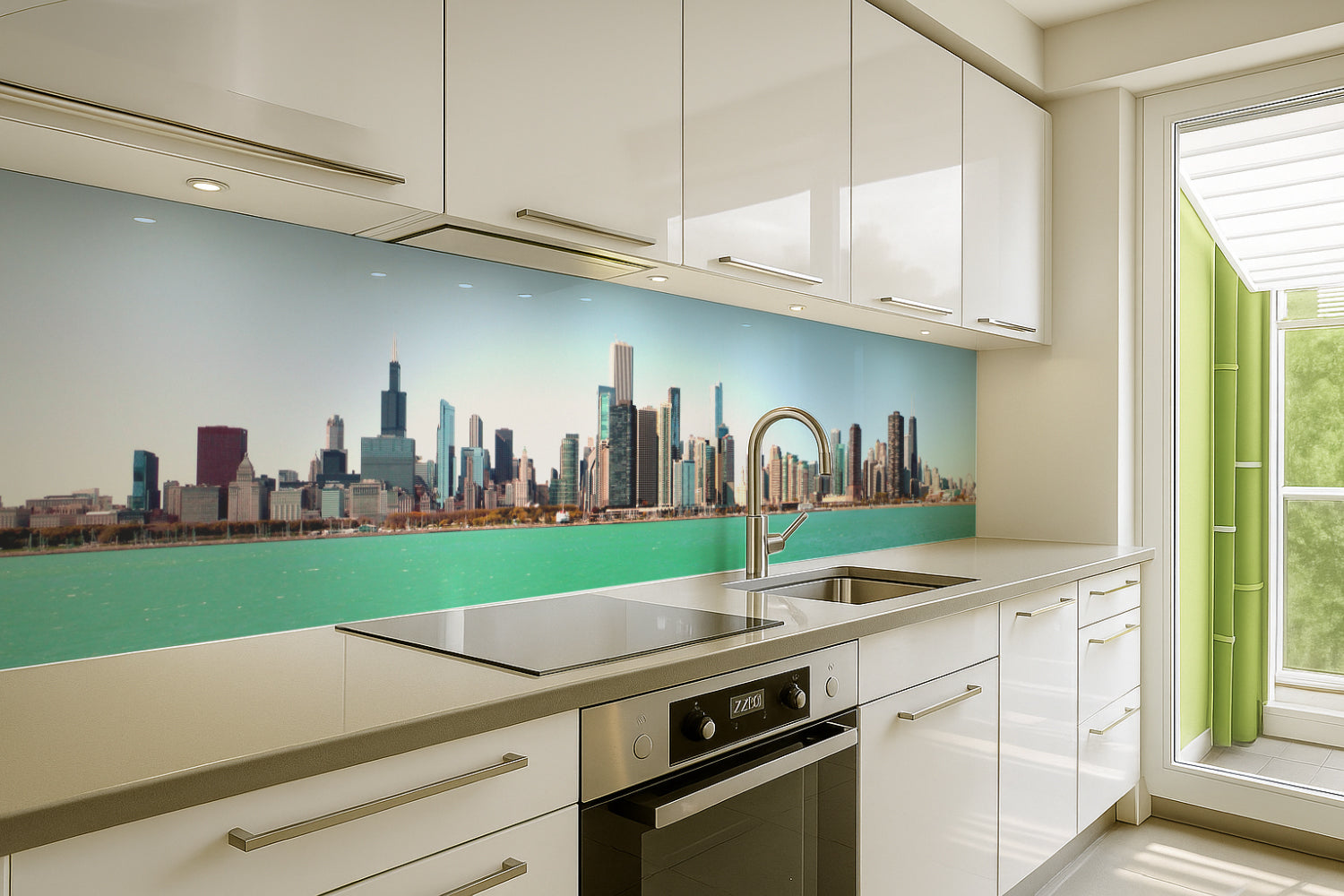 Küchenrückwand Stadtansicht am See