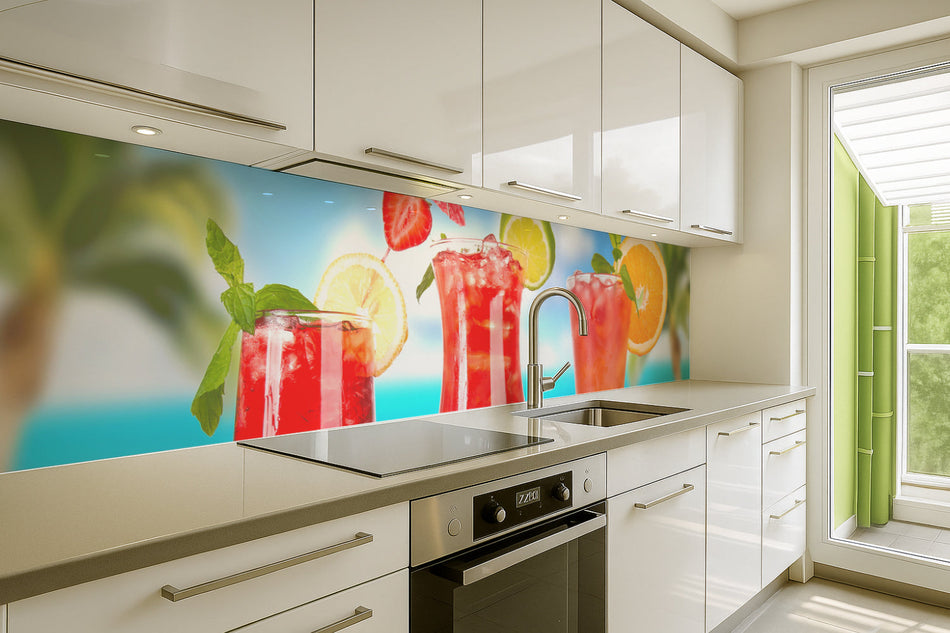Küchenrückwand Fruchtcocktails am Strand