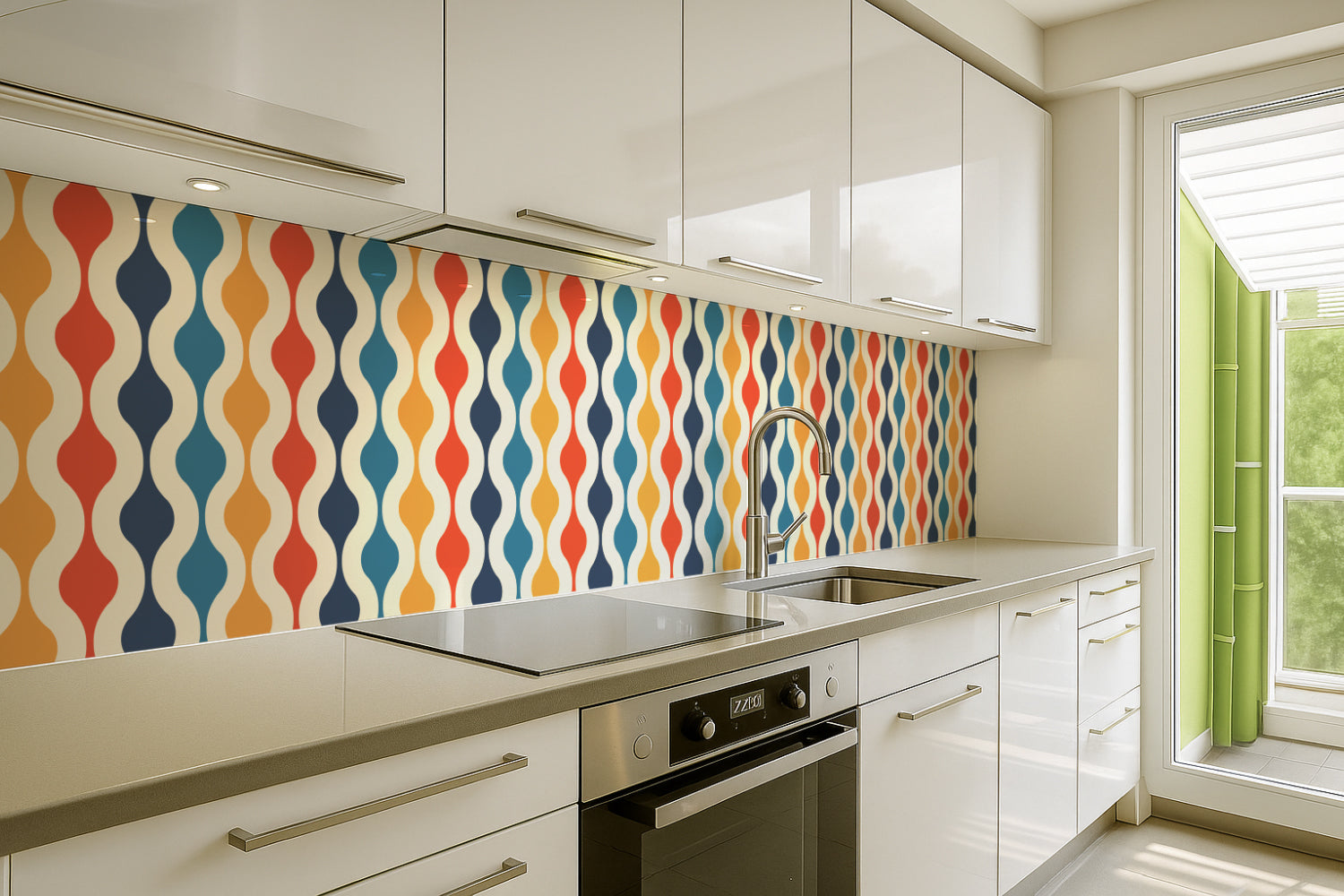 Küchenrückwand Retro Wellen