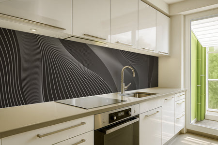 Küchenrückwand Schwarz Weiß Linien