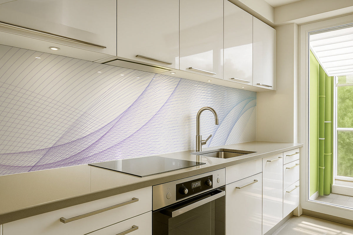Küchenrückwand Linien Design Blau Violett