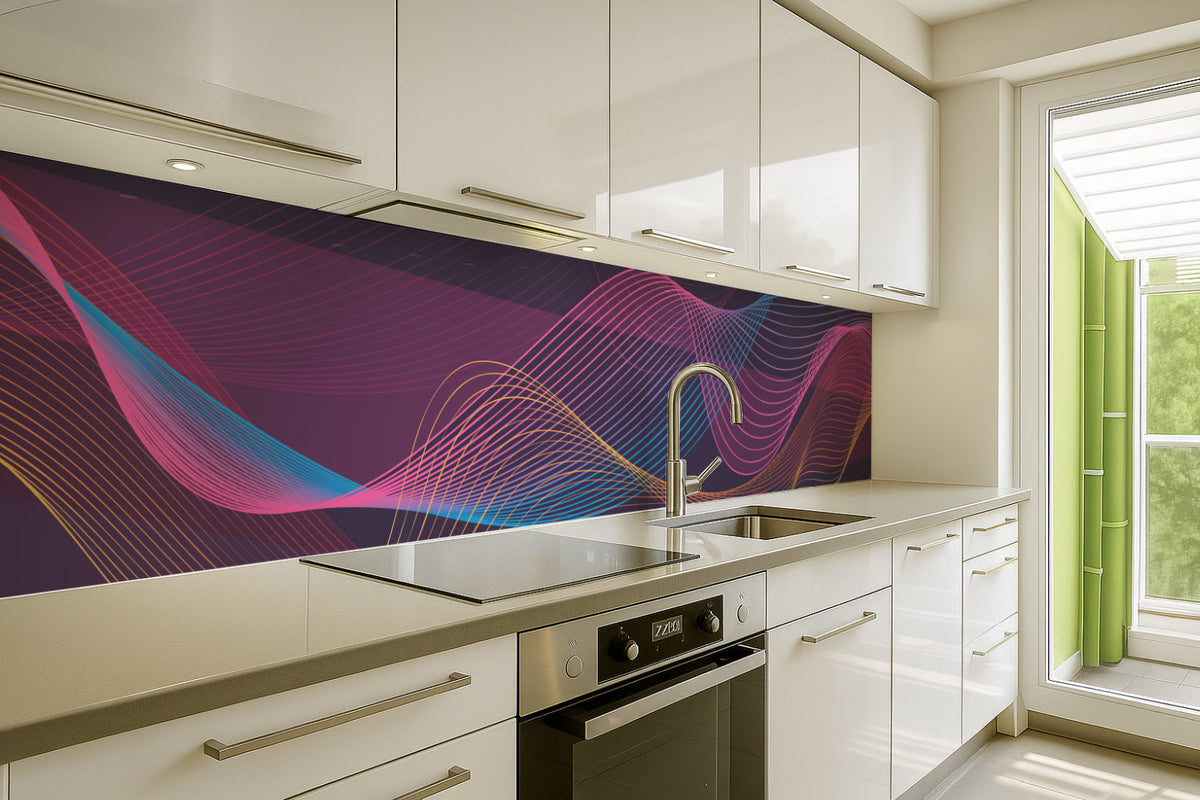 Küchenrückwand Neon Linien Abstrakt