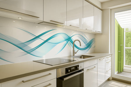 Küchenrückwand Türkis Wellen Design