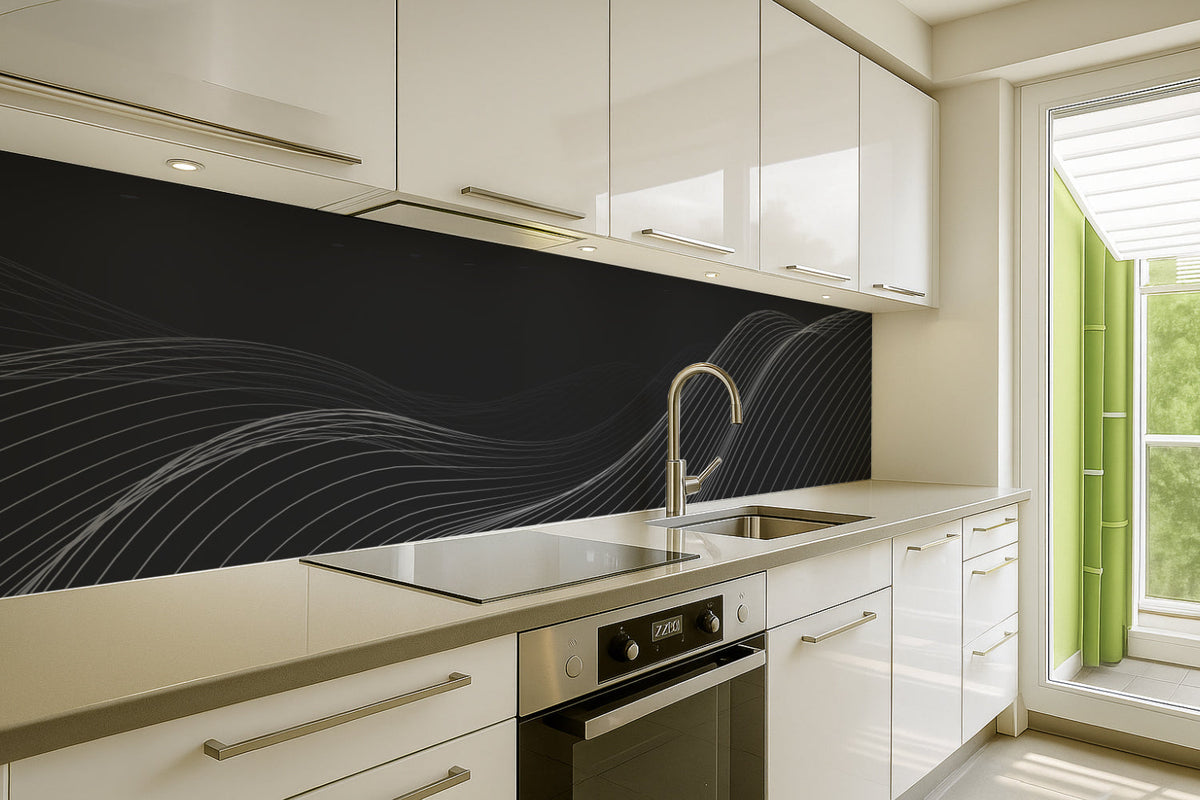 Küchenrückwand Schwarz Linien Design