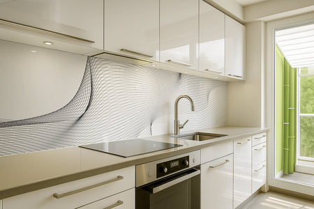 Küchenrückwand Schwarz Weiß Linien Design