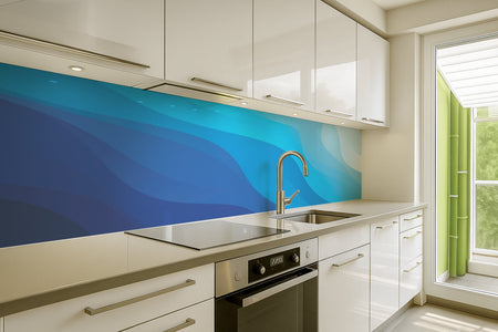 Küchenrückwand Blaue Wellenoptik