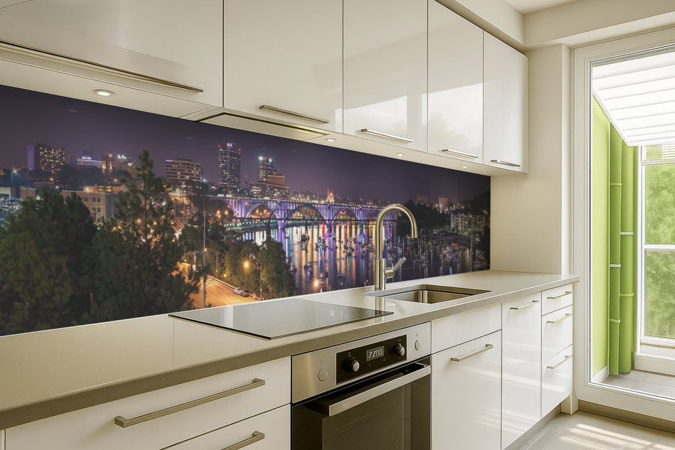 Küchenrückwand Skyline am Flussufer