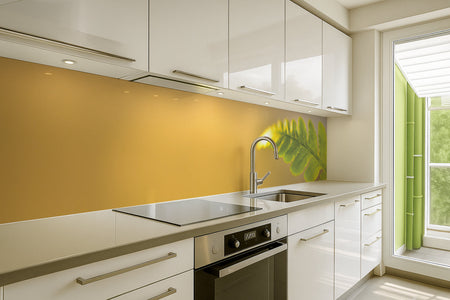 Küchenrückwand Grünes Blatt im Sonnenlicht