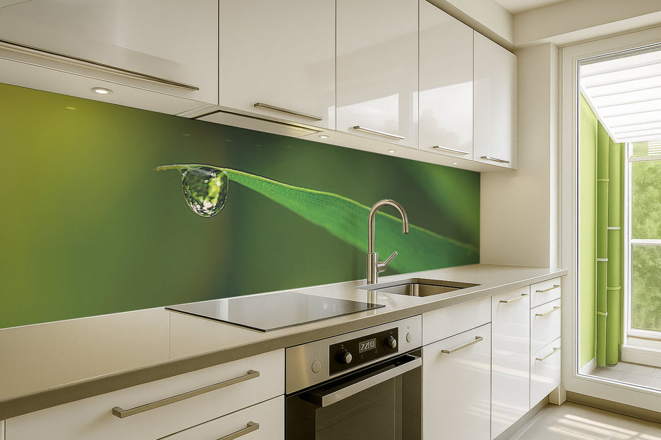 Küchenrückwand Wassertropfen auf Blatt