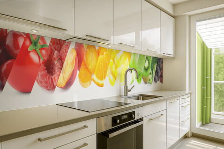 Küchenrückwand Obst und Gemüse Farbmix