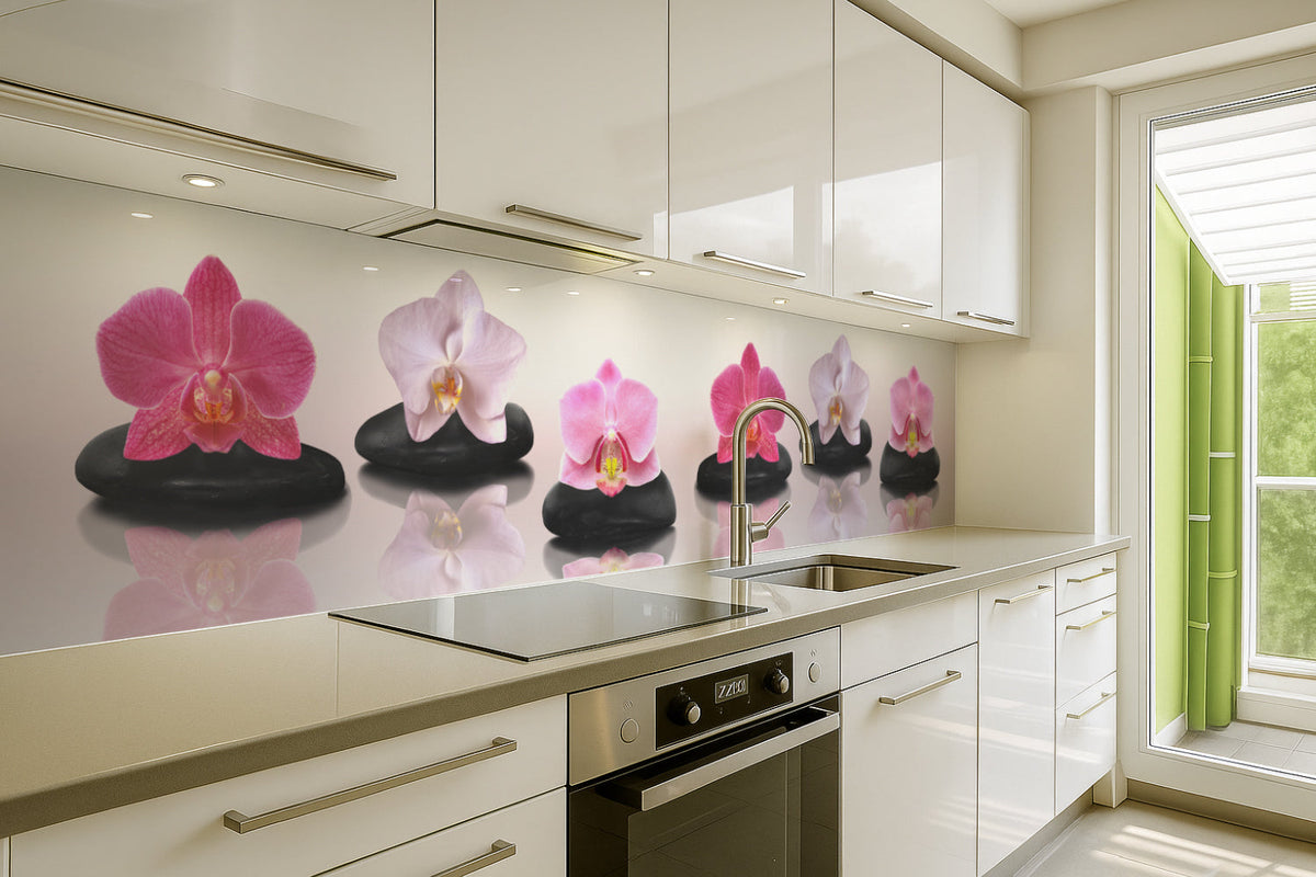 Küchenrückwand Orchideen Zen Stil