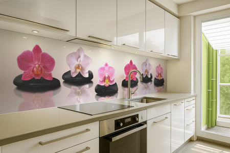 Küchenrückwand Orchideen Zen Stil