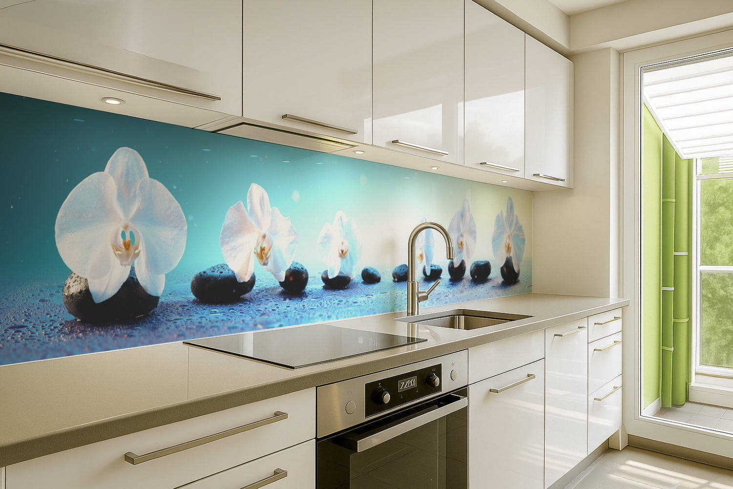 Küchenrückwand Spa Motiv mit Blüten