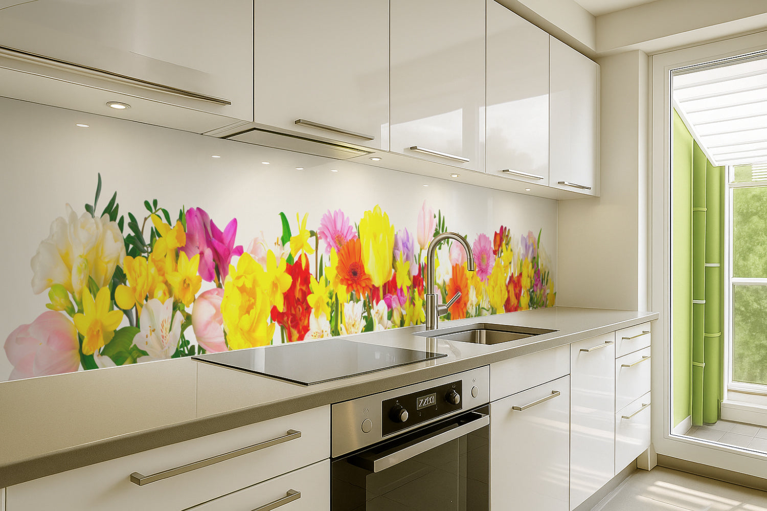 Küchenrückwand Frühlingsblumen bunt