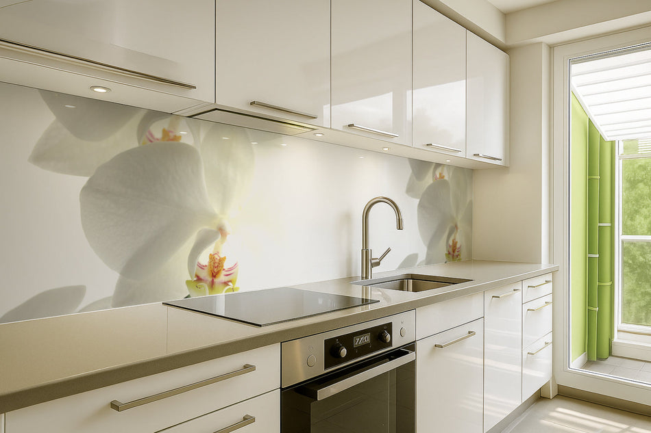 Küchenrückwand Weiße Orchideen Elegant