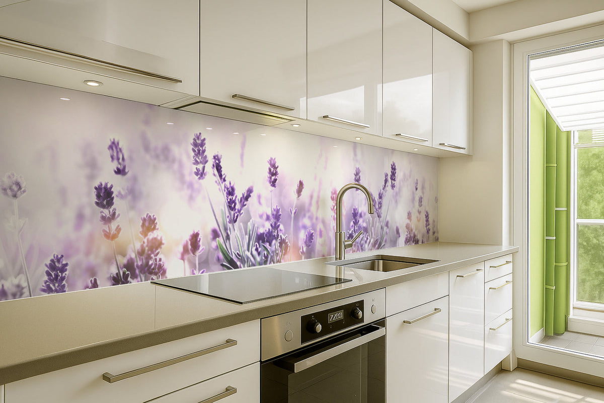 Küchenrückwand Lavendel Blütenfeld