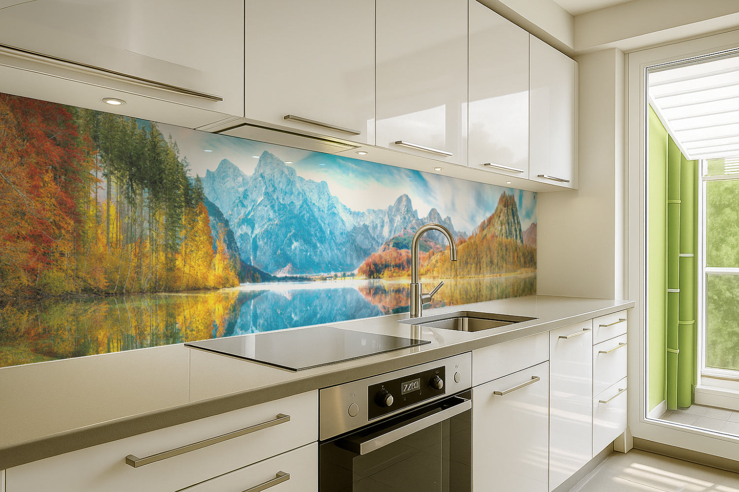 Küchenrückwand Alpenpanorama mit See