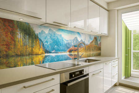 Küchenrückwand Alpenpanorama mit See