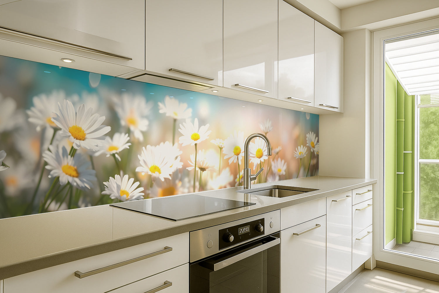 Küchenrückwand Gänseblümchen im Sonnenlicht