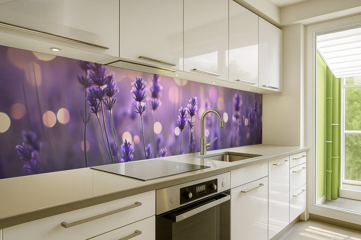 Küchenrückwand Lavendelblüten im Abendlicht