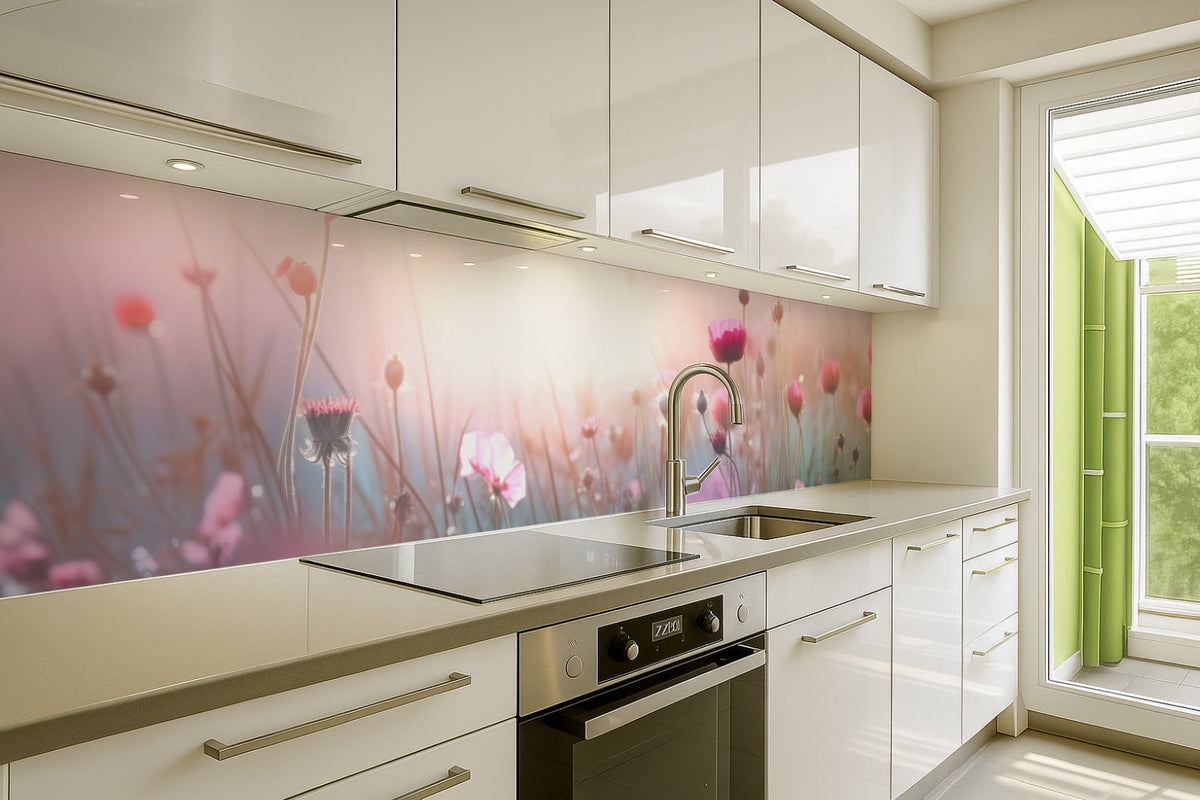 Küchenrückwand Romantische Blumenwiese