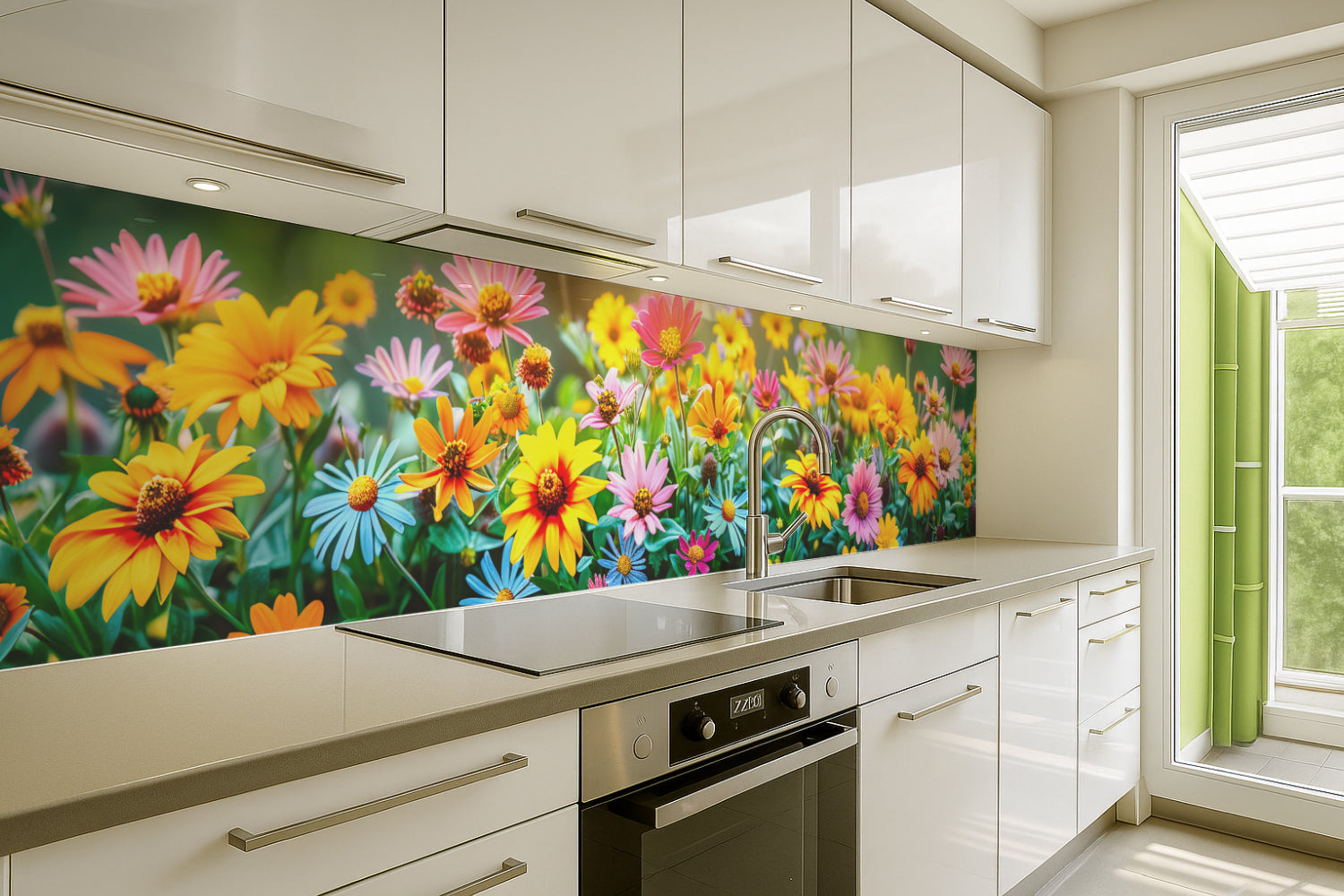 Küchenrückwand Bunte Blumenwiese