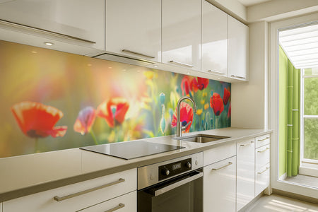 Küchenrückwand Mohnblumen im Sonnenlicht