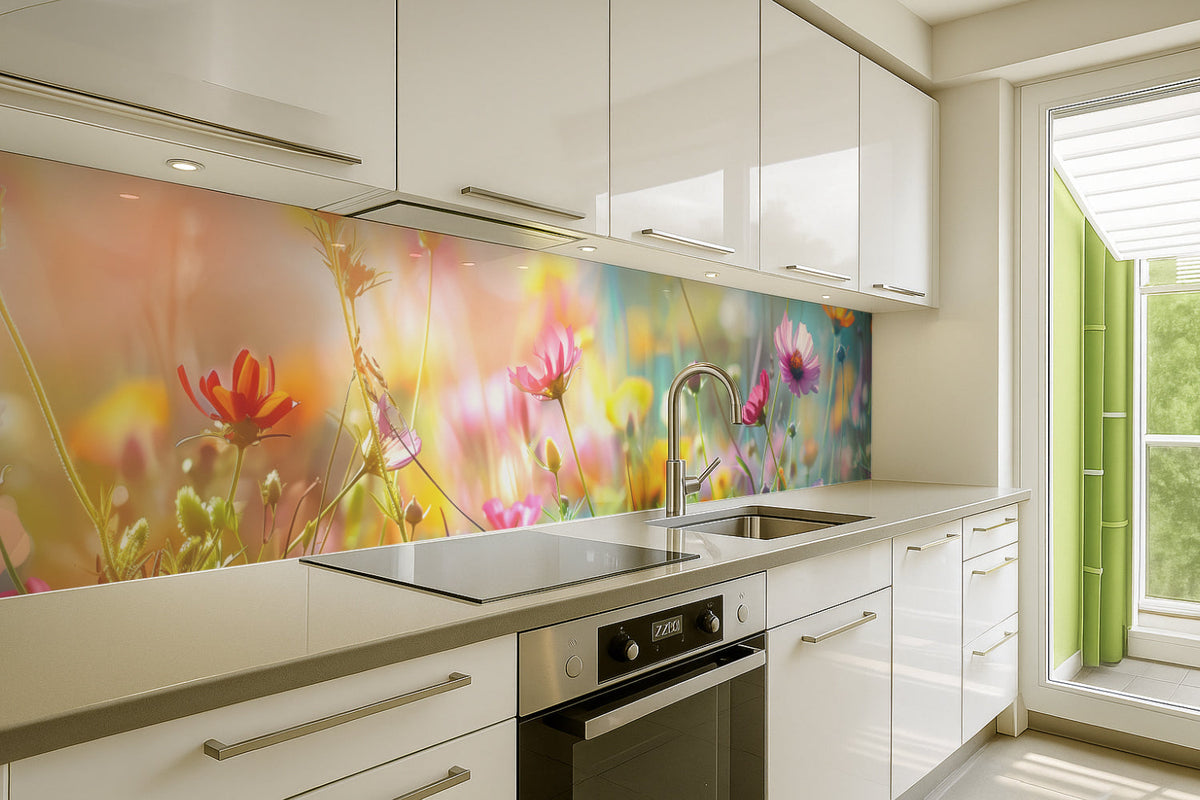 Küchenrückwand Bunte Blumenwiese