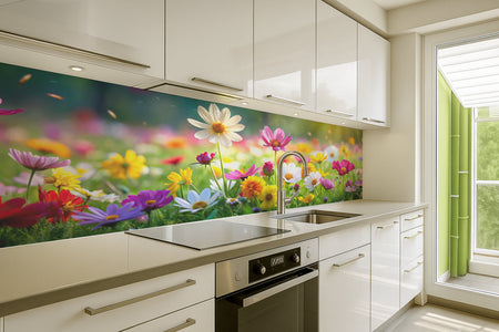 Küchenrückwand Bunte Frühlingswiese